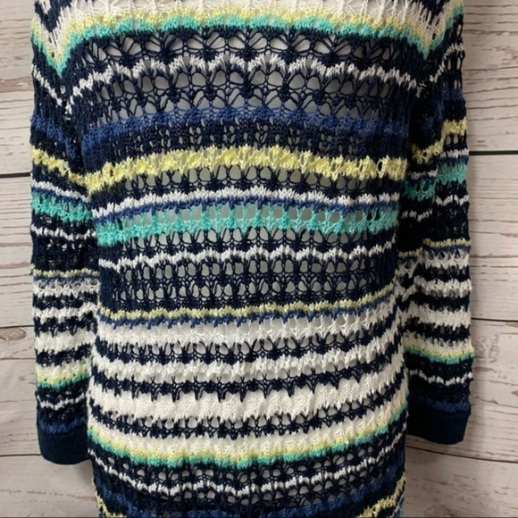 NWT CJ Banks V-Neck Color Block Crochet Sweater - Picture 3 of 7